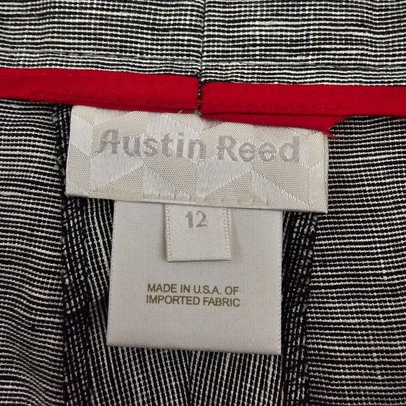 Austin Reed New 100% Linen High Waist Black And White Flat Front Chino Pants - Picture 2 of 10